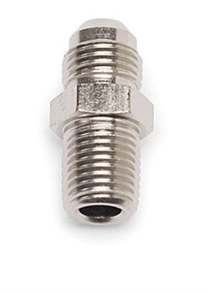 Russell's wide variety of lightweight aluminum adapter fittings allow for the connection of Russell hose ends to almost any component. Adapters are offered in standard thread, metric thread and pipe thread to fit most popular oil pumps, fuel pumps, fuel filters plus a variety of other common components. To compliment the looks of the hose installation, three finishes are available - ultra-bright Endura, traditional blue anodized or our new black anodized fittings.