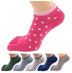 HONOW Women's Low Cut Toe Socks Ankle Cotton Dots Running (Pack of 6) at Amazon Women’s Clothing store: