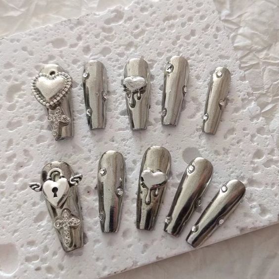 metallic press on nails