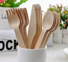 Disposable Wooden cutlery set Strong Biodegradable Forks Spoons And Knives  | eBay